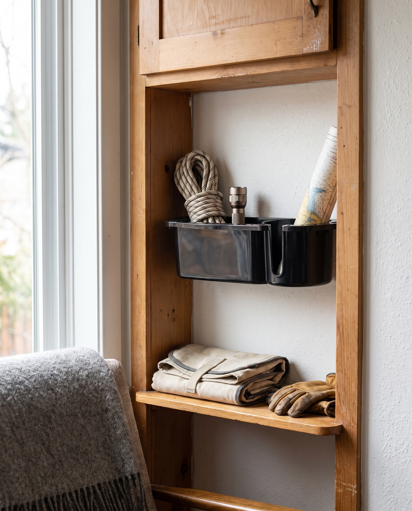 Universal Boat Storage Caddy in a practical small-space lifestyle setting