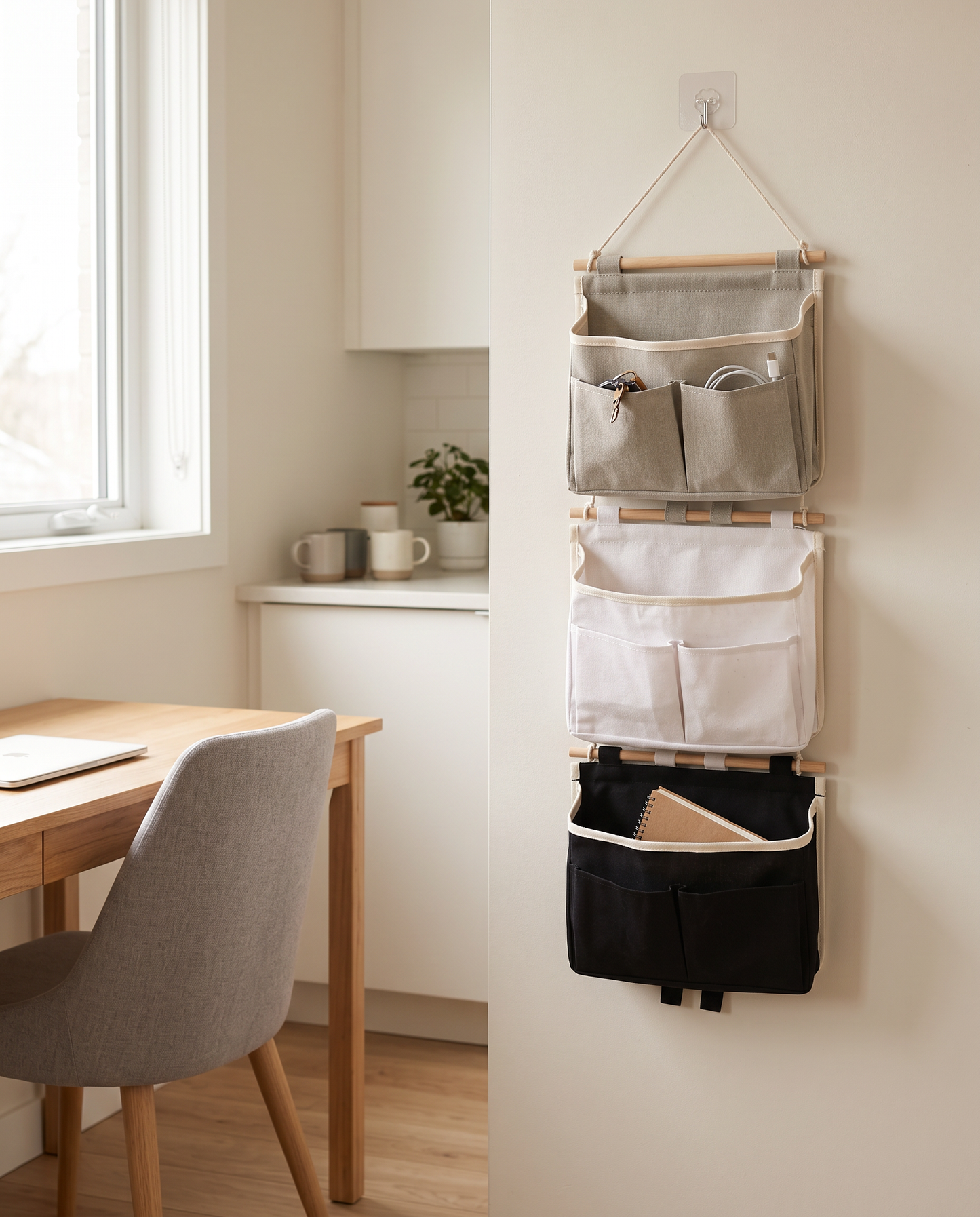 Hanging Wall & Over-Door Storage Caddy in an everyday small-space setting