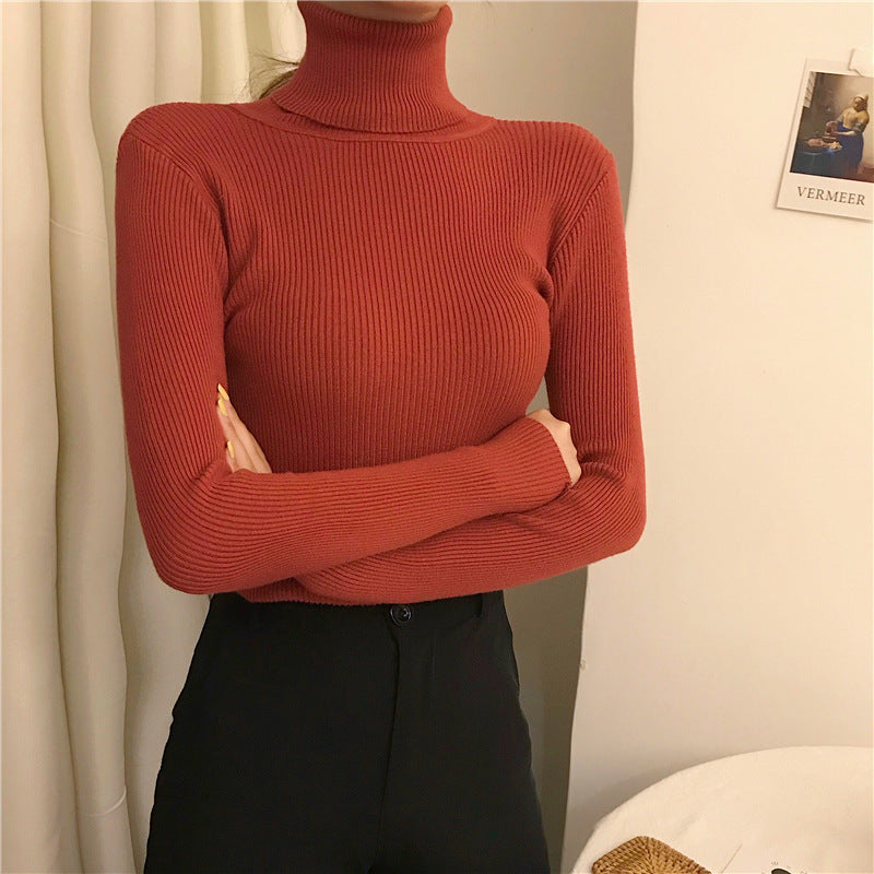 Women's Slim-Fit Turtleneck Knit Top – Long Sleeve