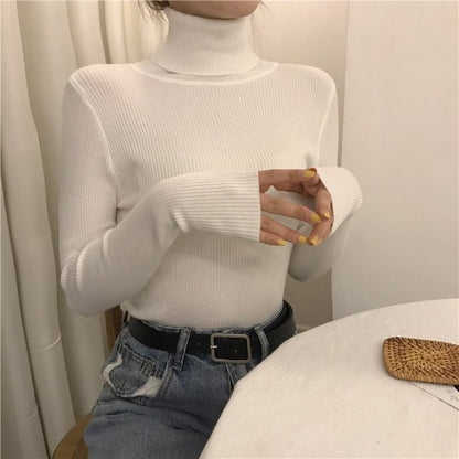 Women's Slim-Fit Turtleneck Knit Top – Long Sleeve