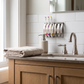 Self-Adhesive Wall-Mounted Toothbrush Holder, 2/3 Hooks in a practical small-space lifestyle setting