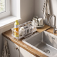 Kitchen Sink Caddy with Drain Rack in a practical small-space lifestyle setting