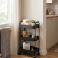 3-Tier Slim Metal Rolling Utility Cart in a practical small-space lifestyle setting