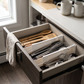 4/6-Piece Expandable Drawer Divider Set in a practical small-space lifestyle setting