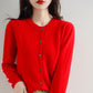 Women's Round-Neck Knit Cardigan – Long Sleeve, Button Front