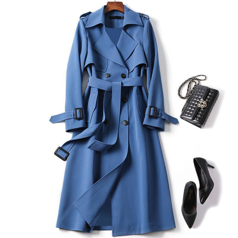 Women's Long Lined Trench Coat – Double-Breasted