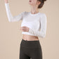 Women's Ribbed Long-Sleeve Crop Top – Cotton Blend