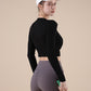 Women's Ribbed Long-Sleeve Crop Top – Cotton Blend