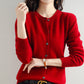 Women's Round-Neck Knit Cardigan – Long Sleeve, Button Front