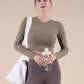 Women's Ribbed Long-Sleeve Crop Top – Cotton Blend