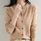 Women's Round-Neck Knit Cardigan – Long Sleeve, Button Front