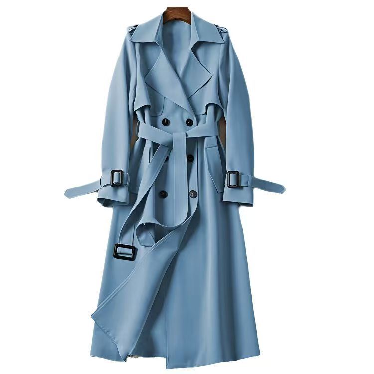 Women's Long Lined Trench Coat – Double-Breasted
