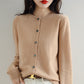 Women's Round-Neck Knit Cardigan – Long Sleeve, Button Front