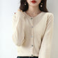 Women's Round-Neck Knit Cardigan – Long Sleeve, Button Front