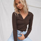 Women's Ribbed Long-Sleeve Crop Top – Polo Collar