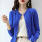Women's Round-Neck Knit Cardigan – Long Sleeve, Button Front