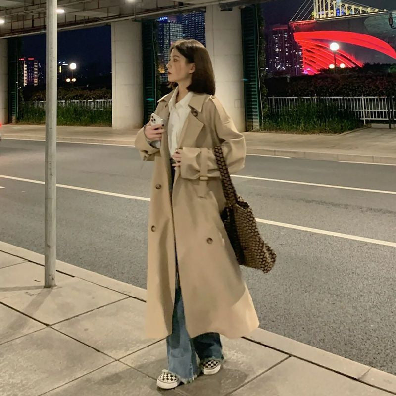 Women's Mid-Length Lined Trench Coat – Single-Breasted
