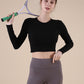 Women's Ribbed Long-Sleeve Crop Top – Cotton Blend