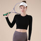 Women's Ribbed Long-Sleeve Crop Top – Cotton Blend