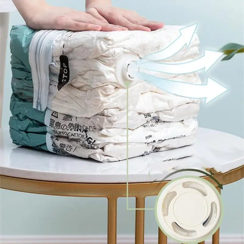 No-Pump Vacuum Storage Bags – Flat & Cubic Sizes