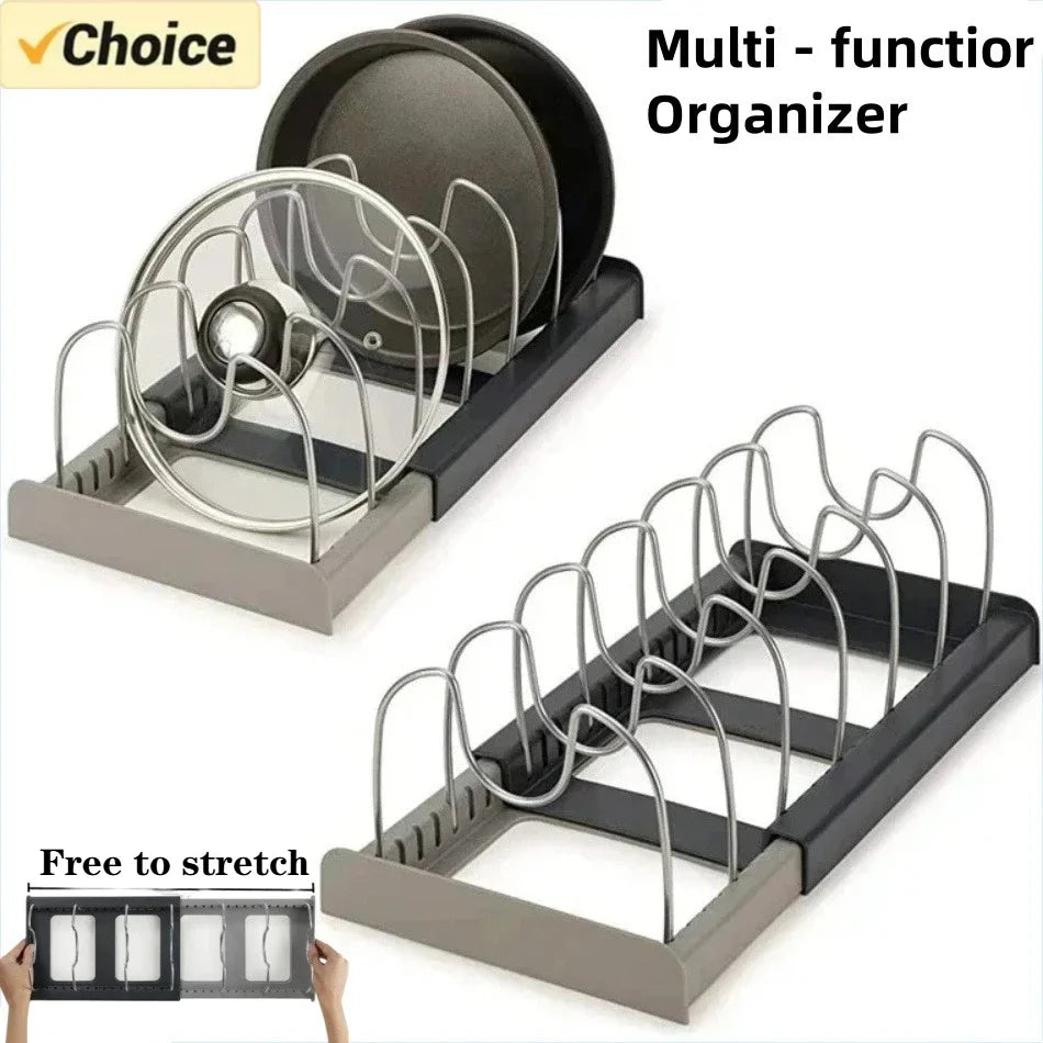 7-Grid Telescopic Pot & Lid Organizer
