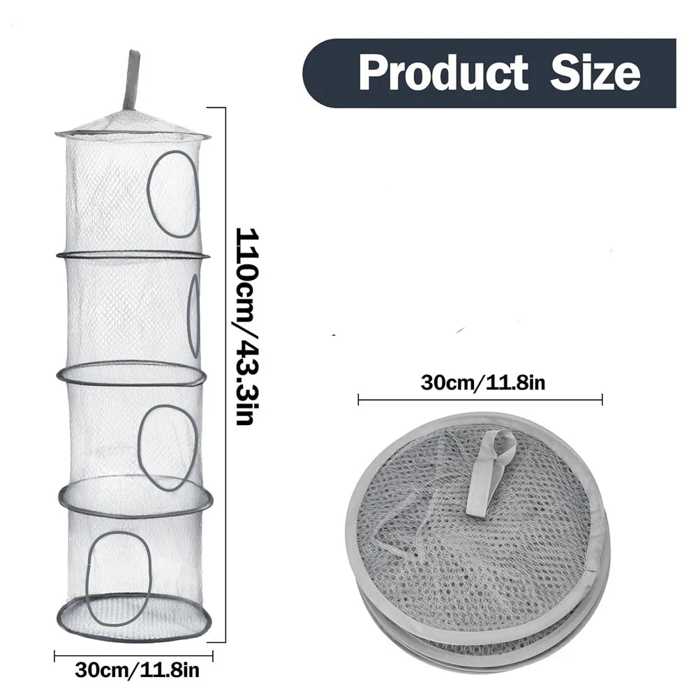 4-Compartment Foldable Hanging Mesh Organizer