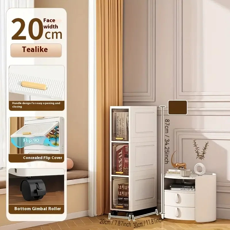 20 cm Slim Rolling Storage Cabinet, 3/4/5 Tiers