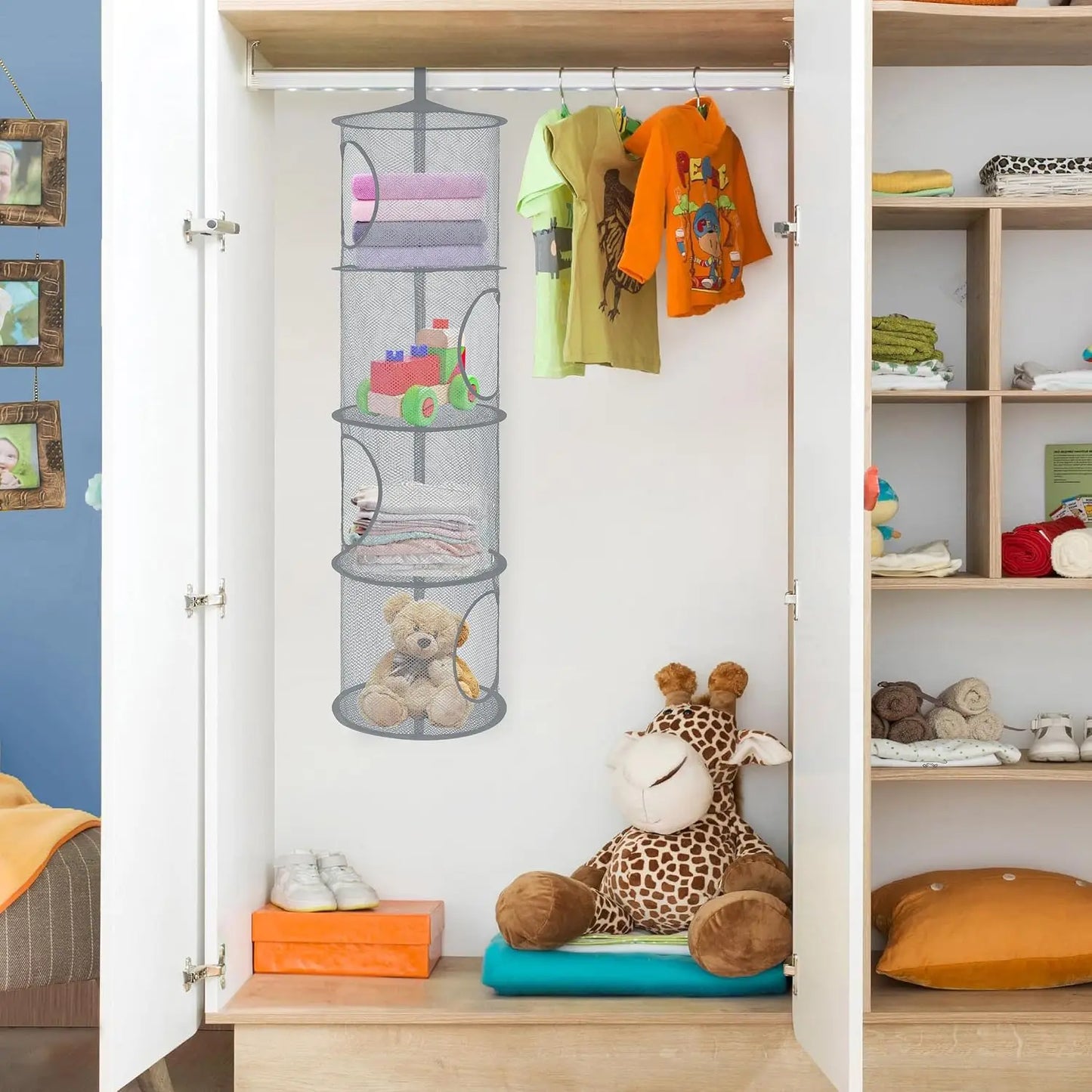 4-Compartment Foldable Hanging Mesh Organizer
