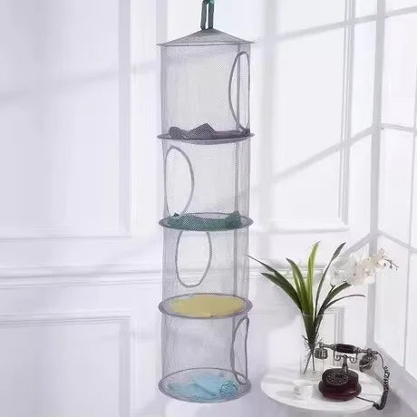 4-Compartment Foldable Hanging Mesh Organizer