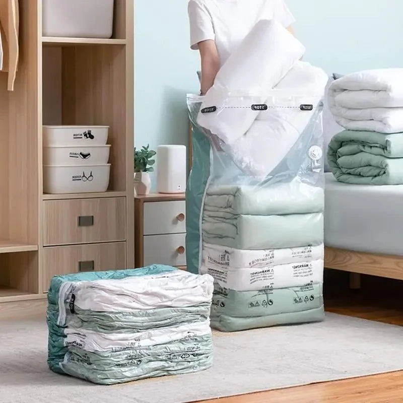 No-Pump Vacuum Storage Bags – Flat & Cubic Sizes