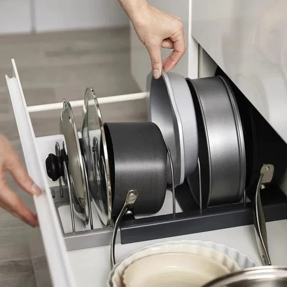 7-Grid Telescopic Pot & Lid Organizer