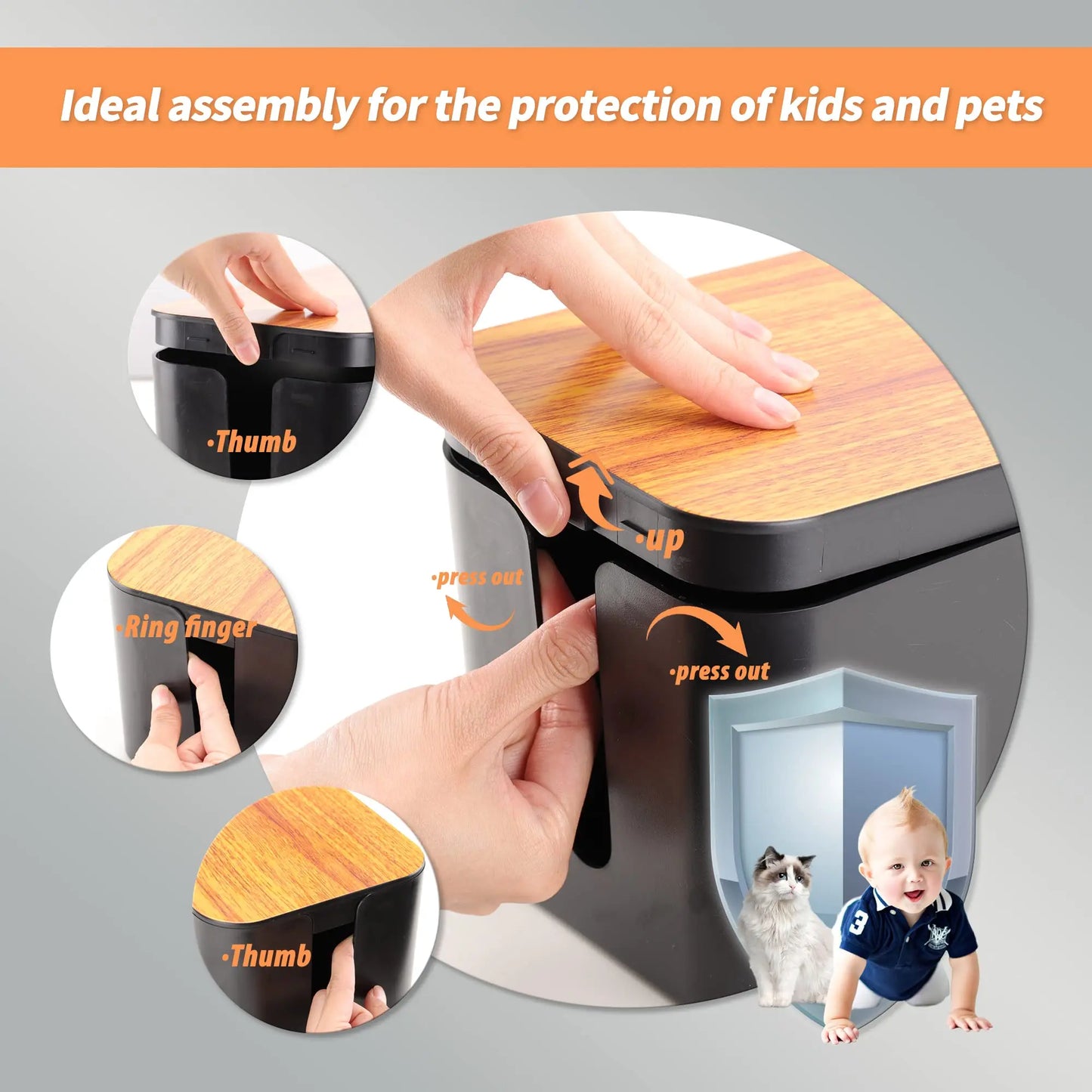 Wood-Grain Cable Management Box for Power Strips