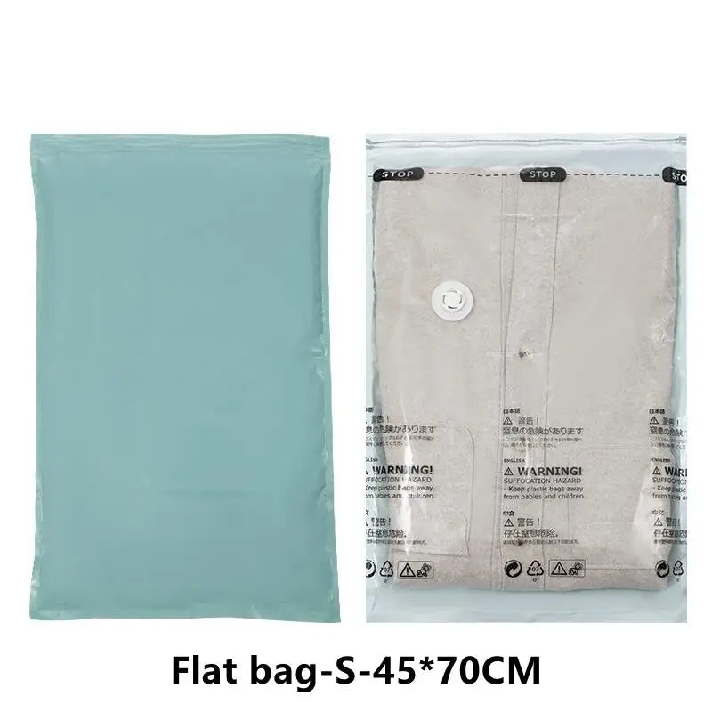 No-Pump Vacuum Storage Bags – Flat & Cubic Sizes