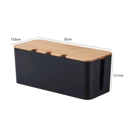 Bamboo-Lid Cable Management Box