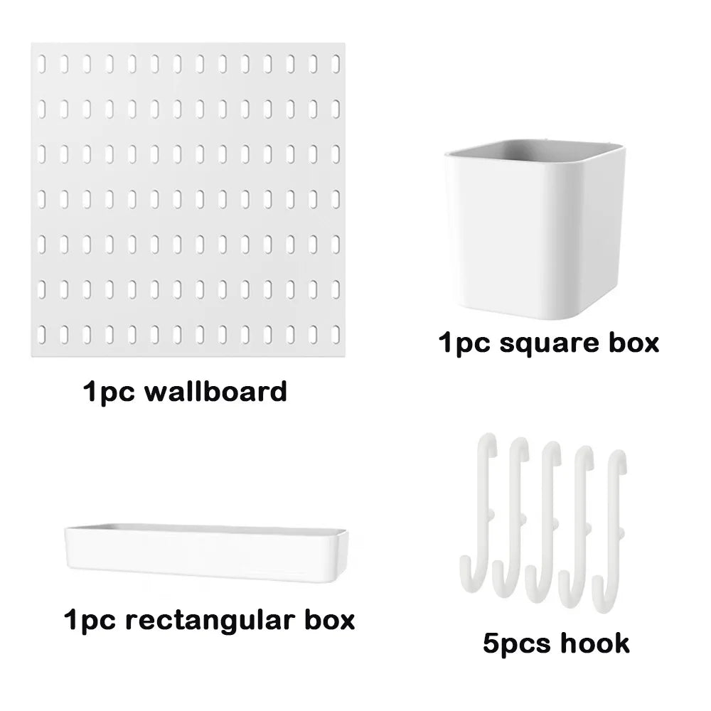 Wall-Mounted Pegboard Organizer with Hooks