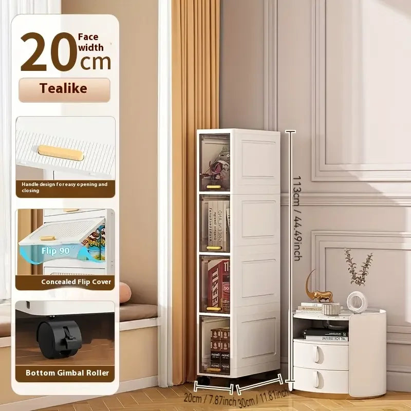 20 cm Slim Rolling Storage Cabinet, 3/4/5 Tiers