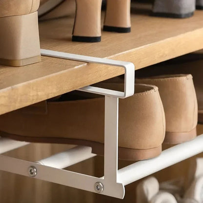 Adjustable Layered Shoe Rack with Hanging Basket — product image 4 of 7