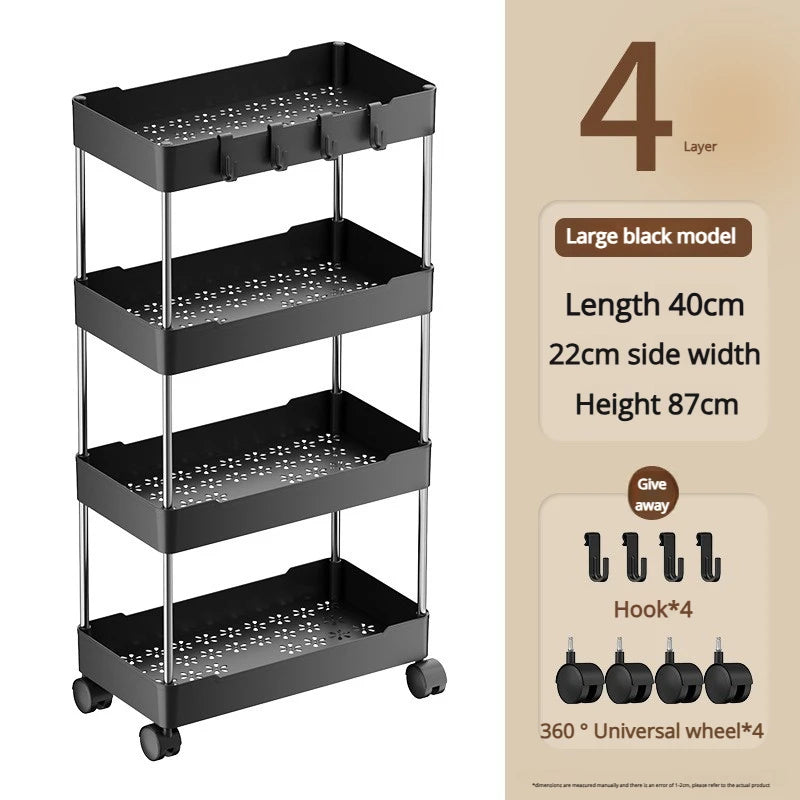 4-Tier Slim Rolling Storage Cart