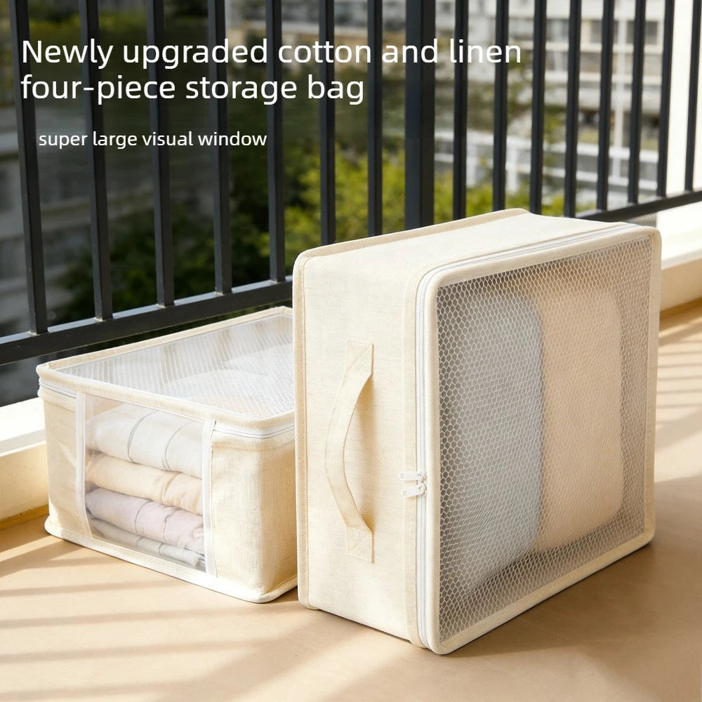 Linen Bedding Storage Box with View Window