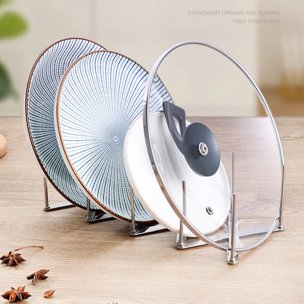 Foldable Stainless Steel Pot Lid Rack