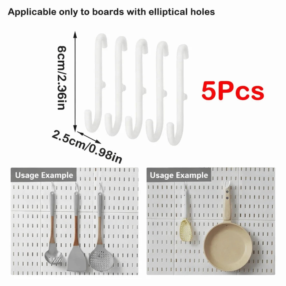Wall-Mounted Pegboard Organizer with Hooks