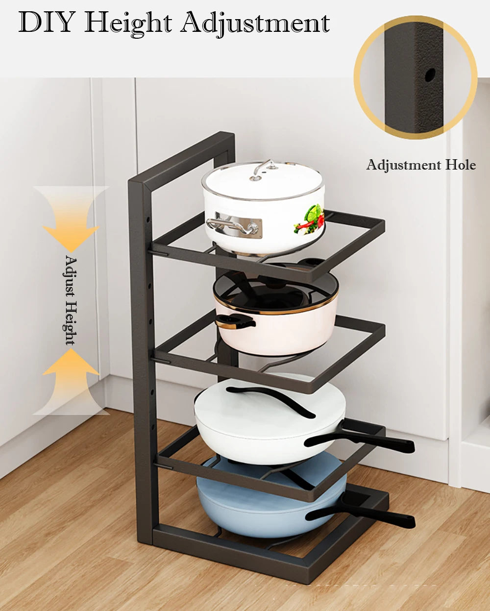 Adjustable Pot & Pan Organizer – 2 to 5 Tiers