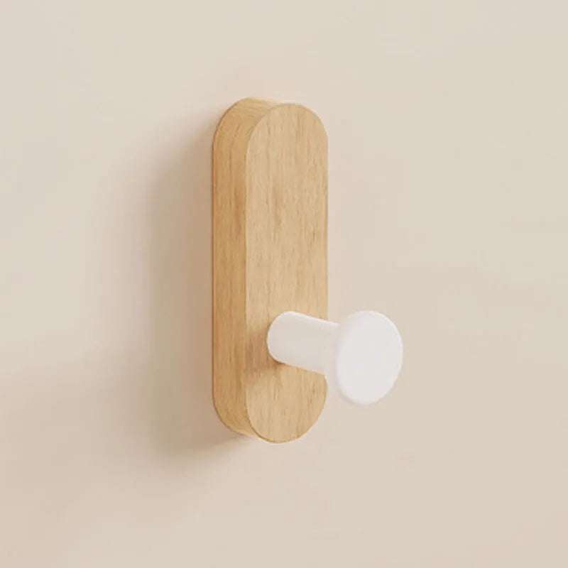 Self-Adhesive Walnut Wood Wall Hooks – 1, 2 or 4 Pack