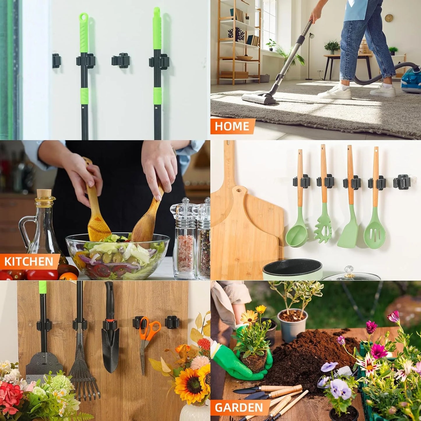 Wall-Mounted Stainless Steel Broom & Mop Holder