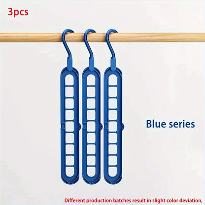 3-Piece 9-Hole Foldable Space-Saving Hangers
