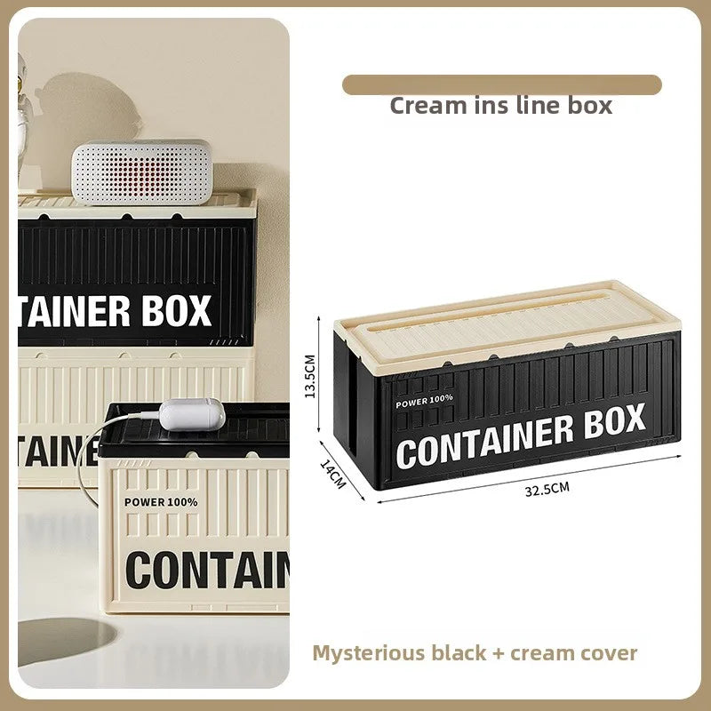 Cable Management Box with Phone Stand & Side Openings