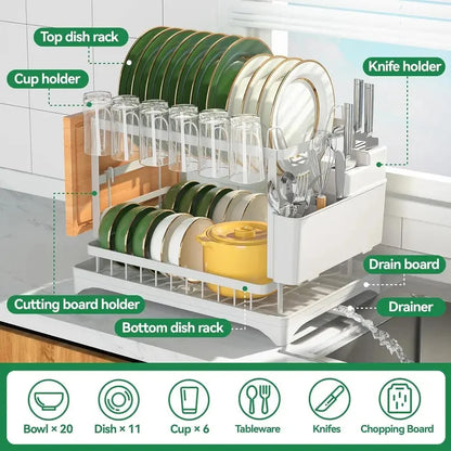 2-Tier Dish Drying Rack with Drainboard — product image 2 of 9