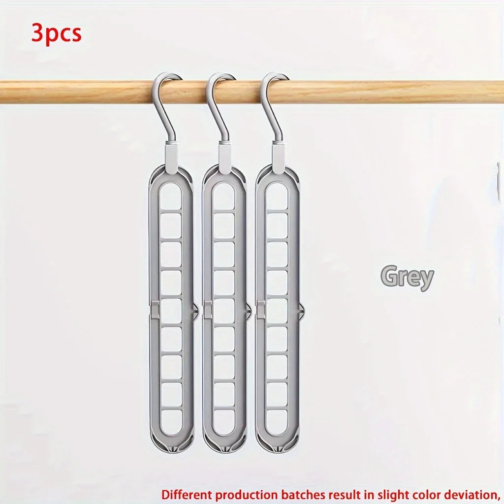 3-Piece 9-Hole Foldable Space-Saving Hangers
