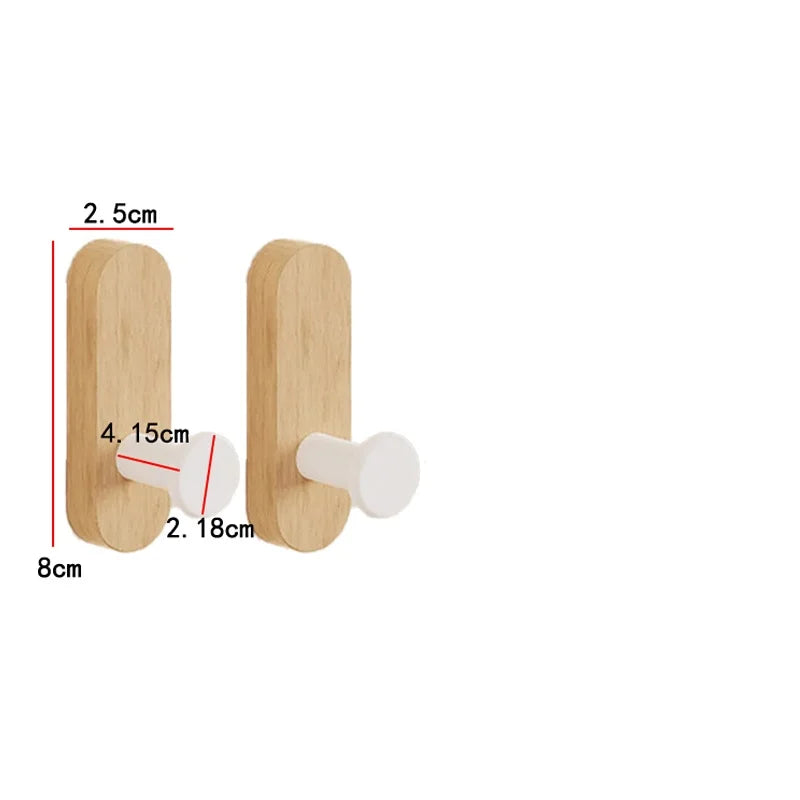 Self-Adhesive Walnut Wood Wall Hooks – 1, 2 or 4 Pack