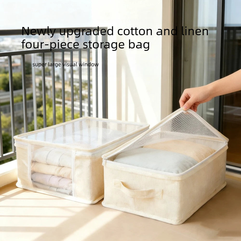 Linen Bedding Storage Box with View Window